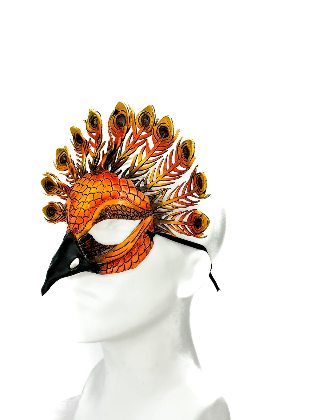 Sienna Peacock Handmade Genuine Leather Mask by Rockwell Masks