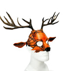 Geometric Deer Genuine Leather Mask In Sienna by Rockwell Masks