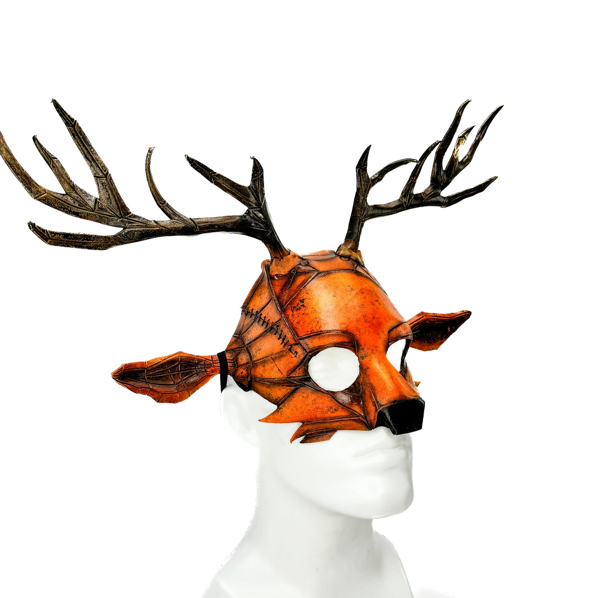 Geometric Deer Genuine Leather Mask In Sienna by Rockwell Masks