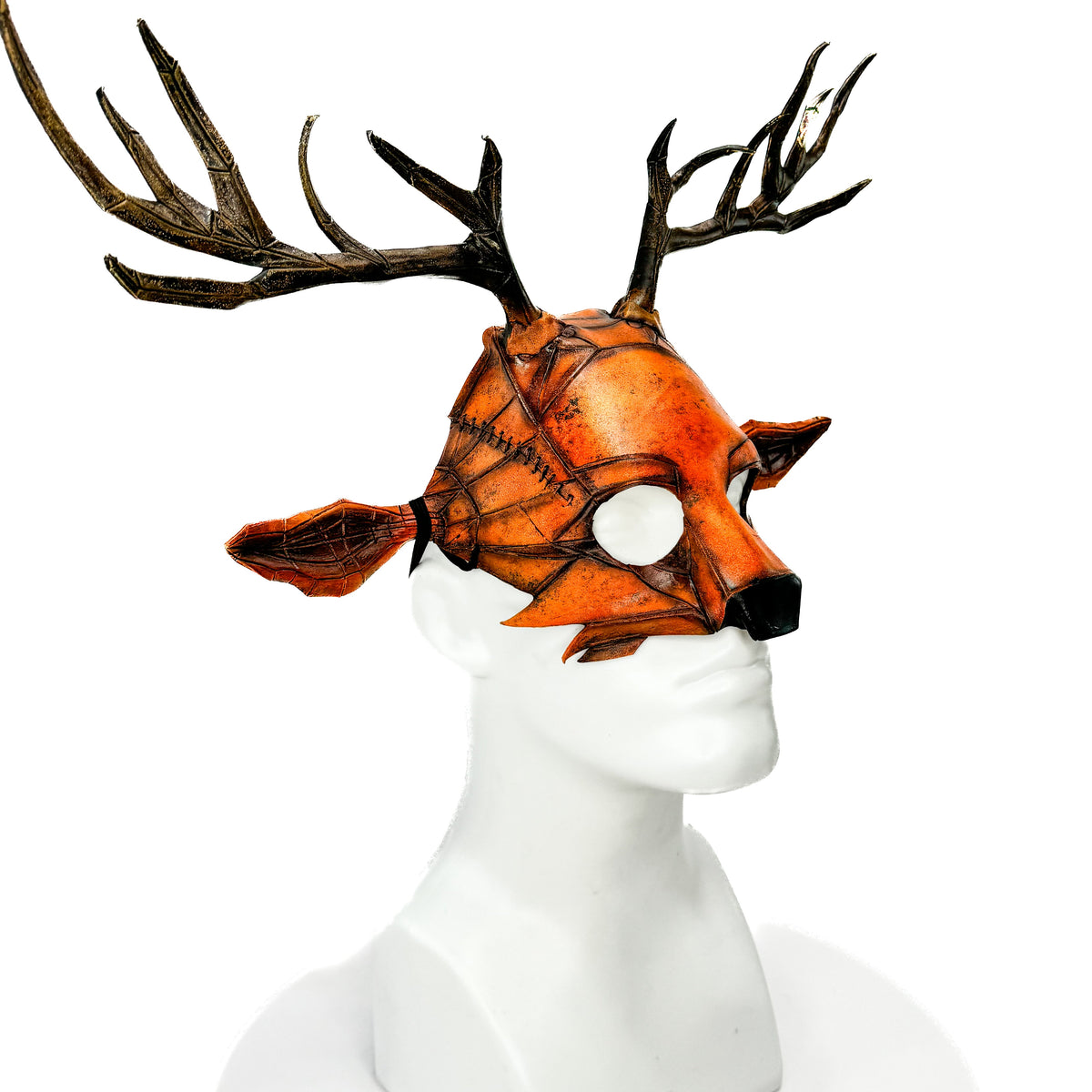 Geometric Deer Genuine Leather Mask In Sienna by Rockwell Masks