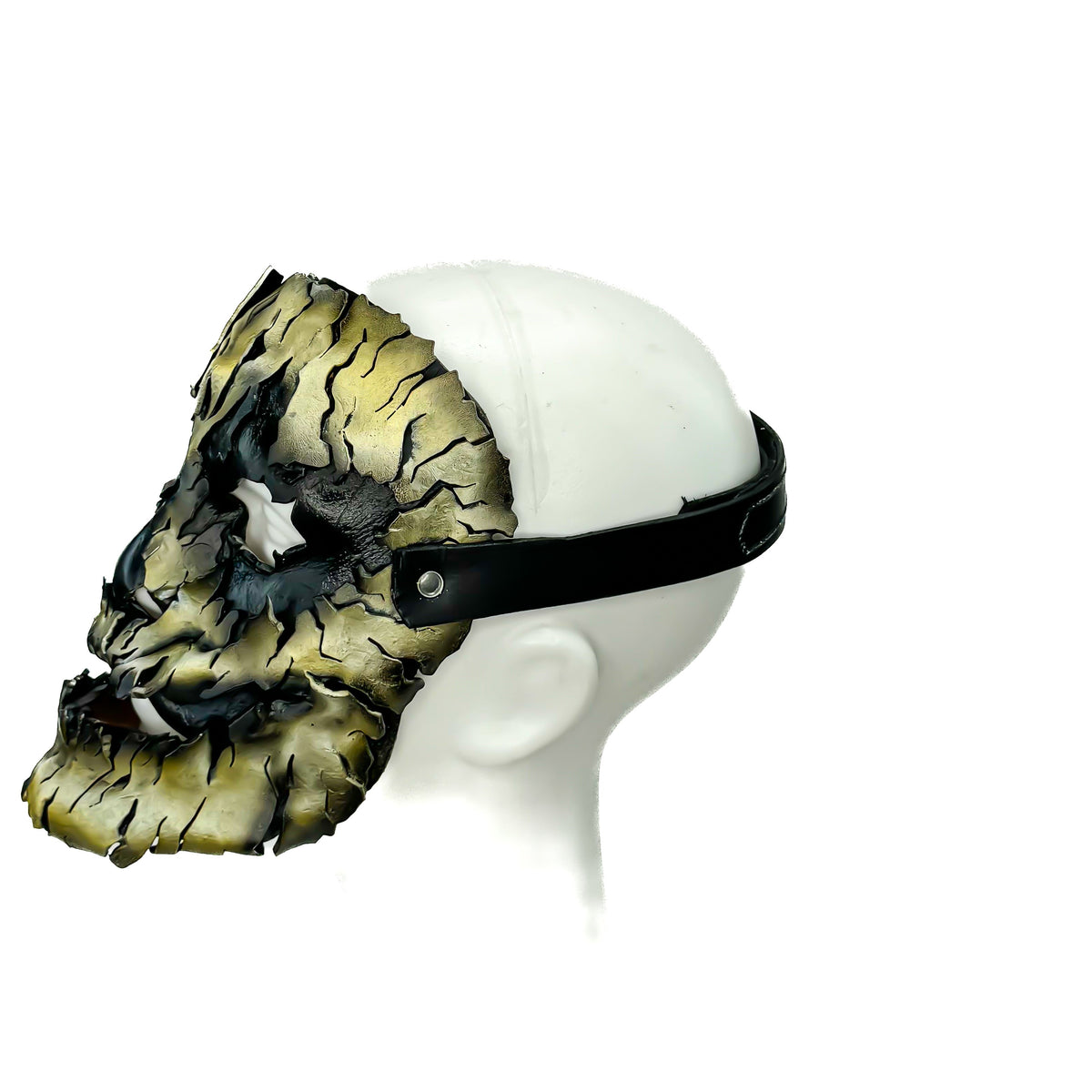 Genuine Leather Mask - Shattered Clown - Thick Straps w Velcro Included - Wide Mouth Edition by Rockwell Masks