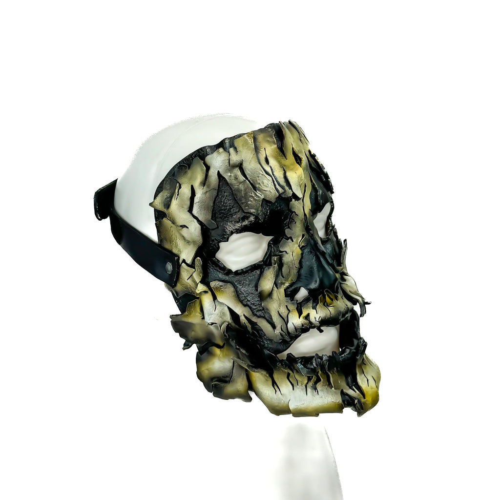 Genuine Leather Mask - Shattered Clown - Thick Straps w Velcro Included - Wide Mouth Edition by Rockwell Masks