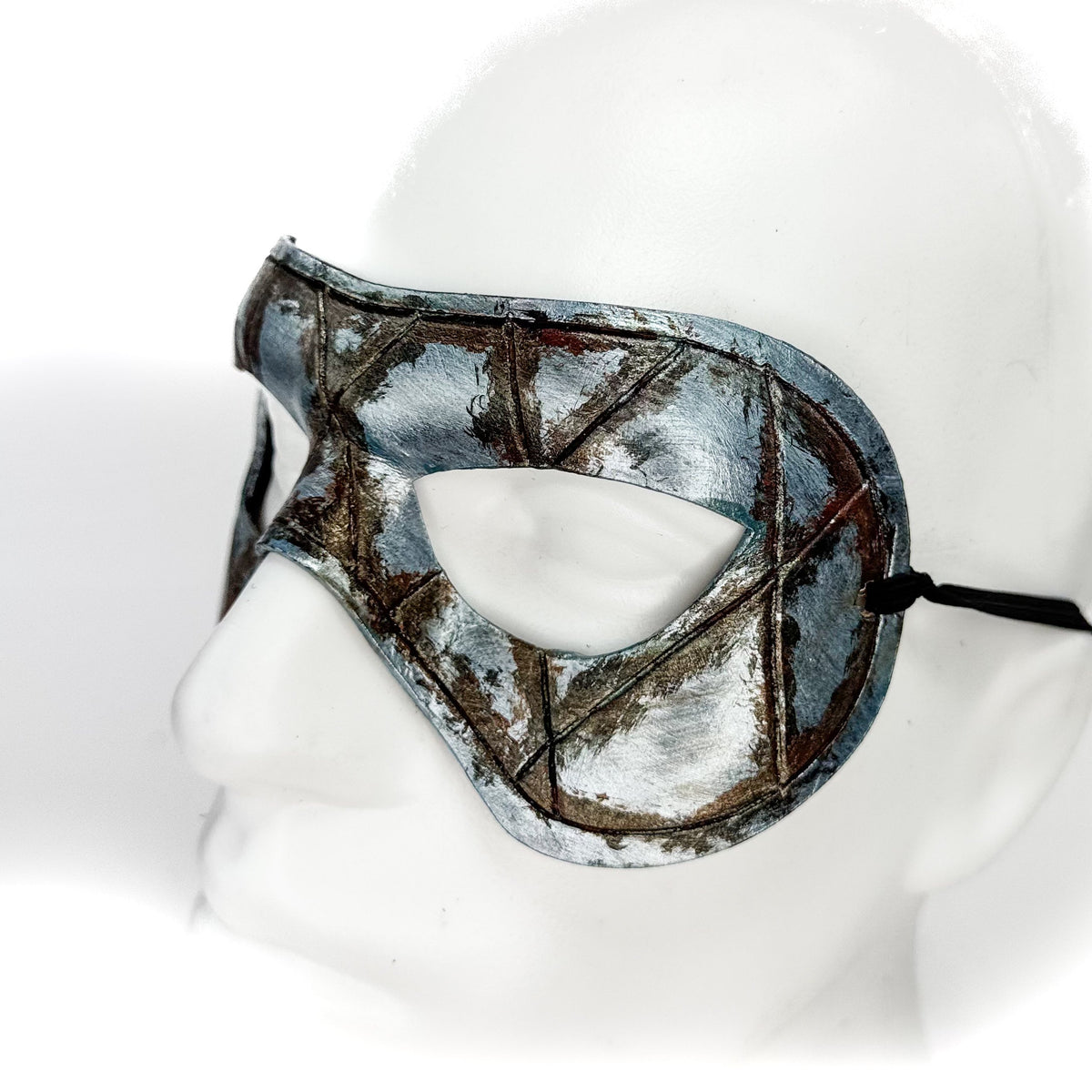 Dual Layer Handmade Genuine Leather Mask in Silver Rust with Swarovski Crystals (Copy) by Rockwell Masks
