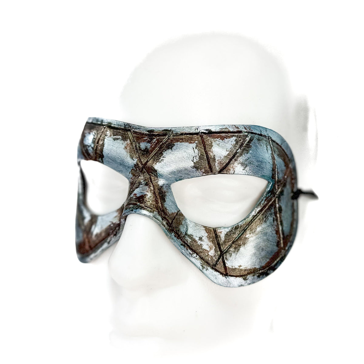 Dual Layer Handmade Genuine Leather Mask in Silver Rust with Swarovski Crystals (Copy) by Rockwell Masks