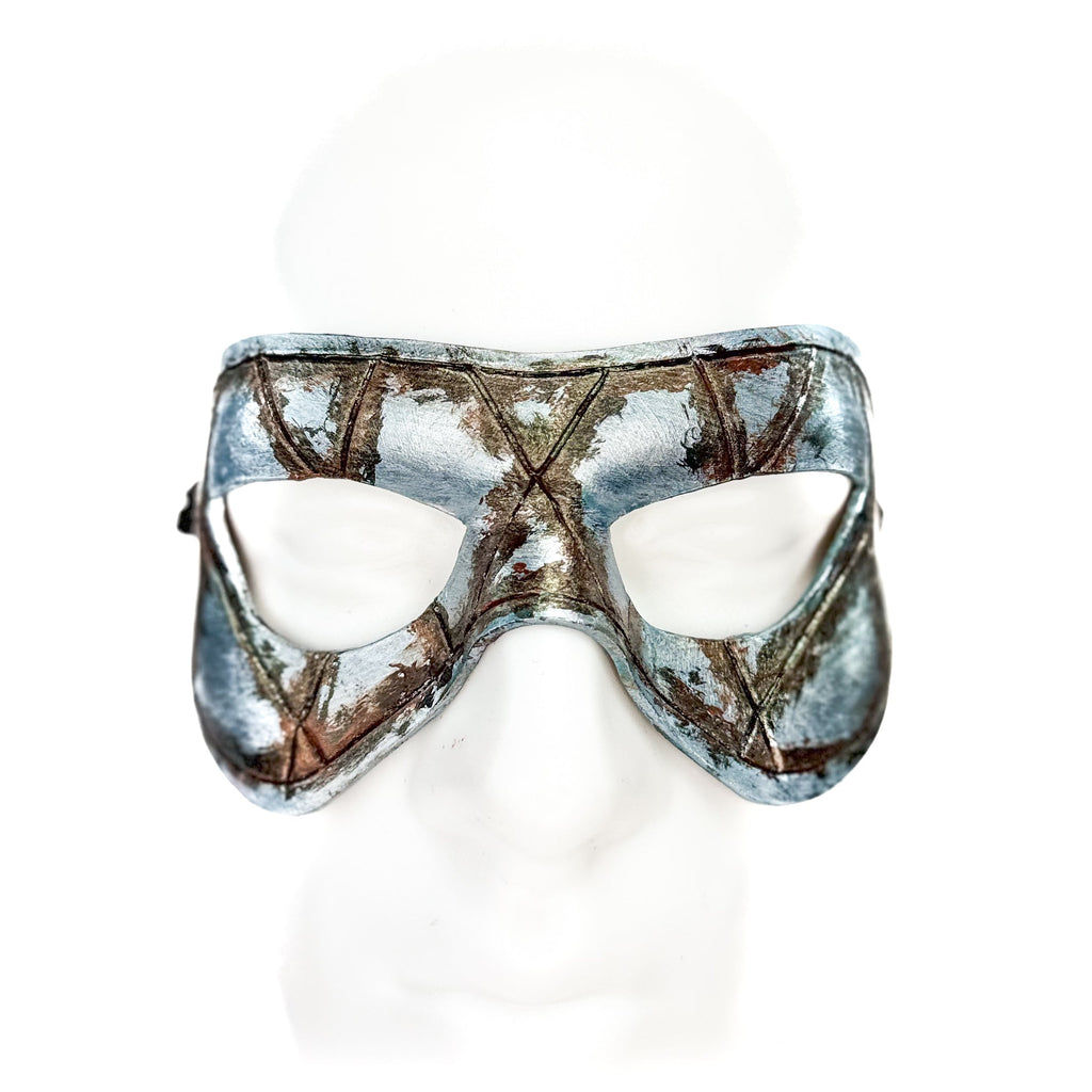 Dual Layer Handmade Genuine Leather Mask in Silver Rust with Swarovski Crystals (Copy) by Rockwell Masks