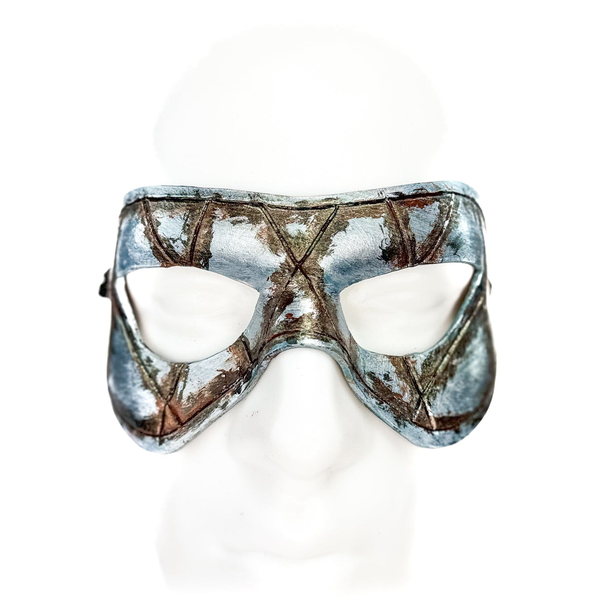 Dual Layer Handmade Genuine Leather Mask in Silver Rust with Swarovski Crystals (Copy) by Rockwell Masks