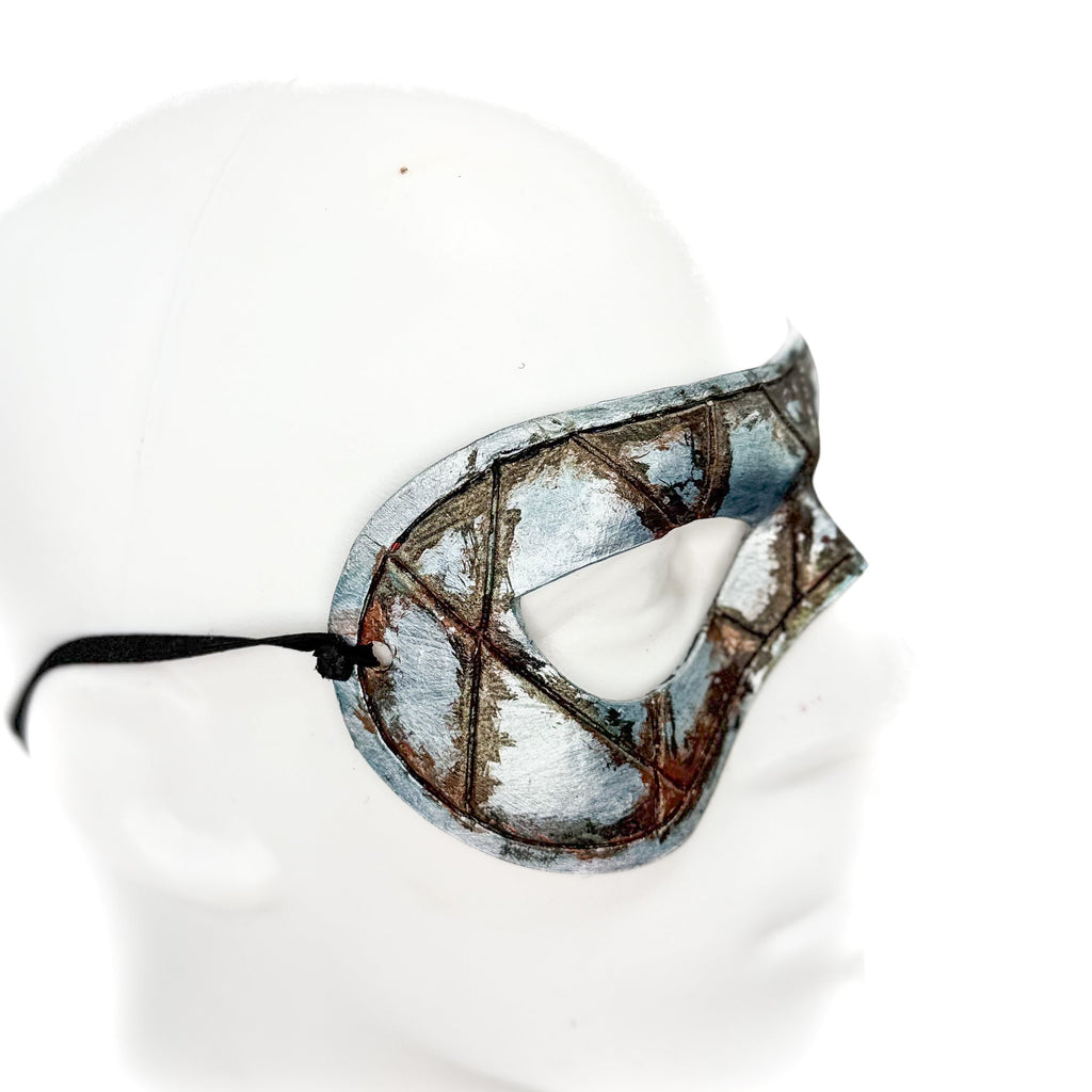Dual Layer Handmade Genuine Leather Mask in Silver Rust with Swarovski Crystals (Copy) by Rockwell Masks