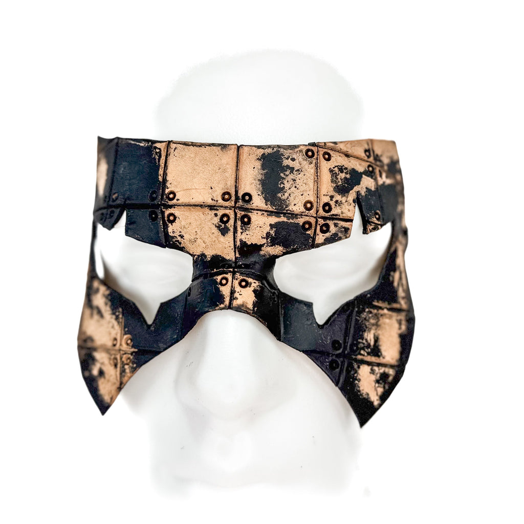 Ink Blot Handmade Genuine Leather Mask in Washed Black Paint and Nude by Rockwell Masks