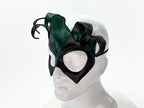 Handmade Genuine Leather Five Point Jester Mask in Green and Black No Bells by Rockwell Masks