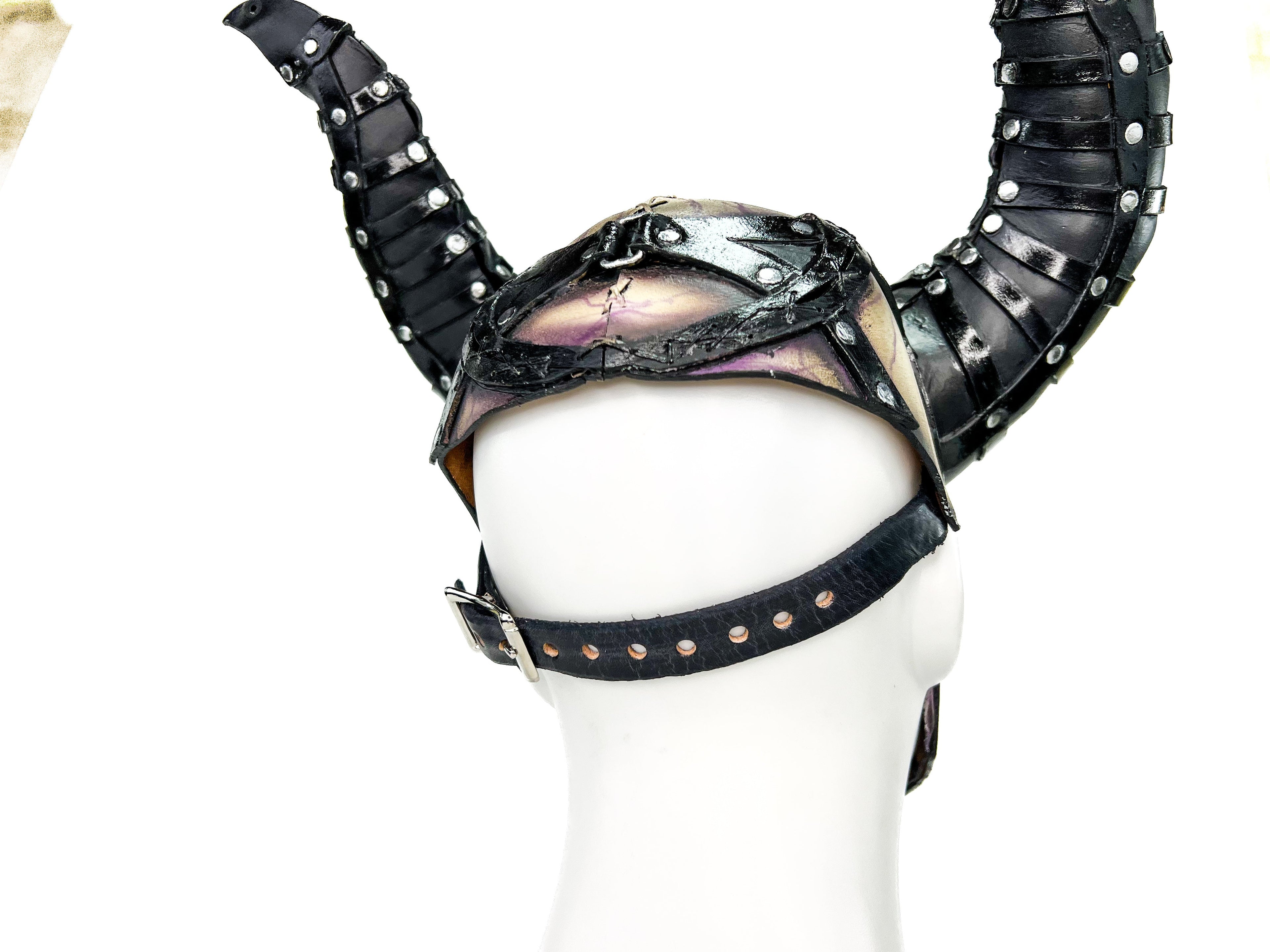 Evil Being - Handmade Genuine Horned Leather Devil/Demon/Satan Horned Mask by Rockwell Masks