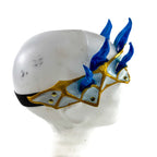 Masquerade Crown of Handmade Genuine Leather in blue gold and white by Rockwell Masks
