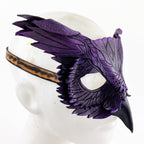 Layered Horned Owl Handmade Genuine Leather Mask in Purple by Rockwell Masks