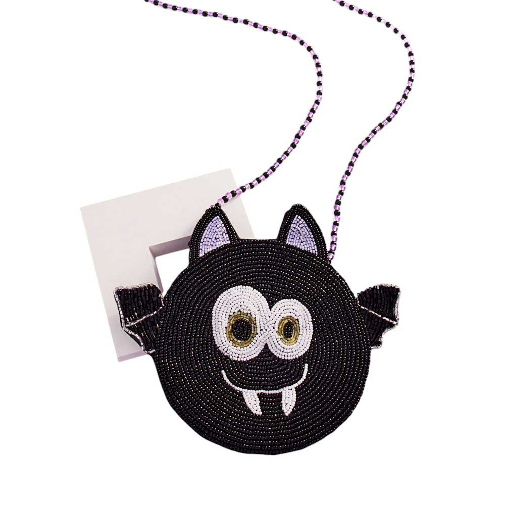 Halloween Bat Beaded Mini Crossbody Bag by Madeline Love