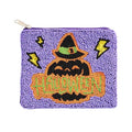 Halloween Message Pumpkin Seed Beaded Halloween Mini Pouch Bag by Madeline Love