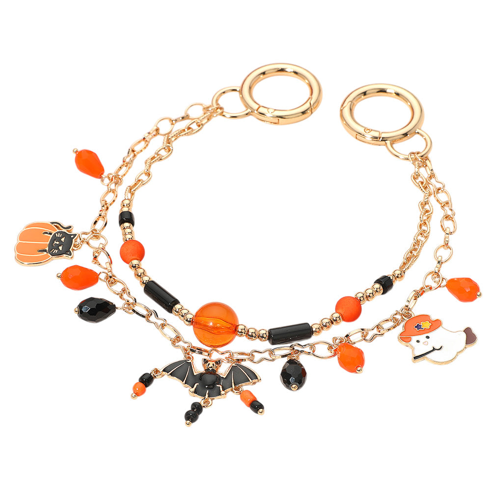 Halloween Bat Ghost Pumpkin Cat Bag Charm by Madeline Love