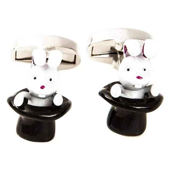 MRCUFF Magician Rabbit out of a Hat Magic Pair Cufflinks in a Presentation Gift Box &amp; Polishing Cloth