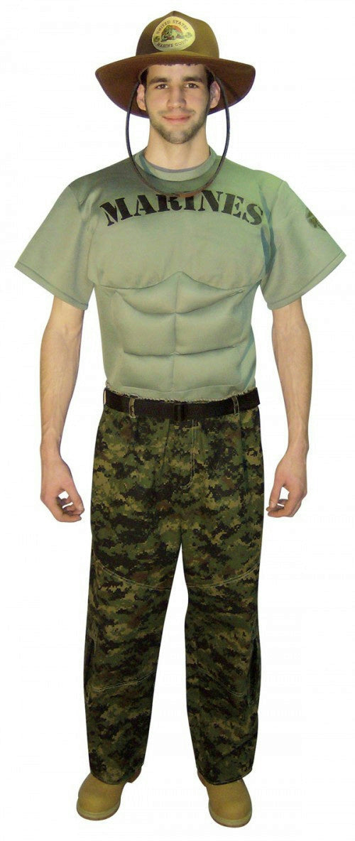 Marines Military Soldier Muscle Chest Adult Uniform Costume Large by HalloweenStore.com