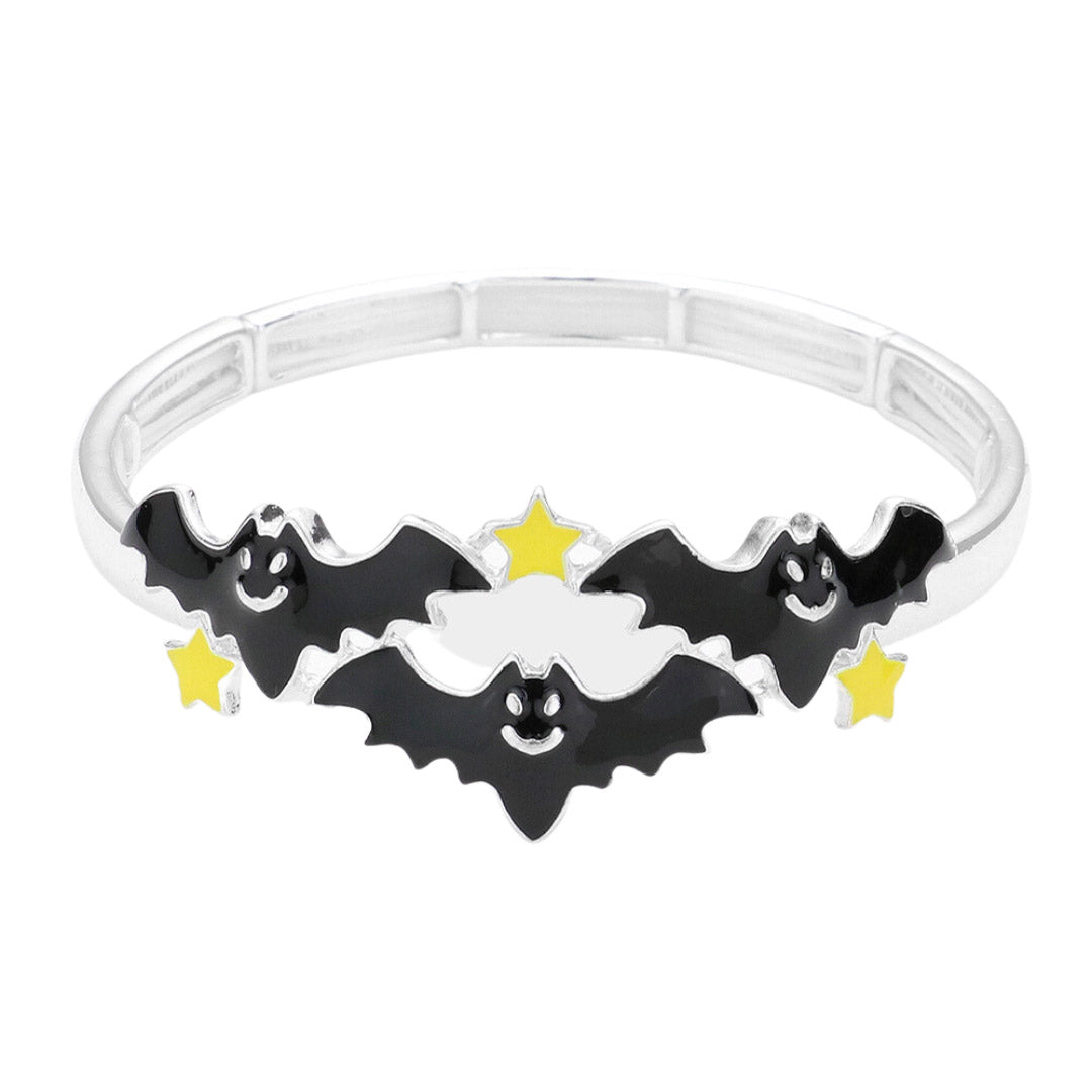 Halloween Bat Enamel Stretch Bracelet by Madeline Love