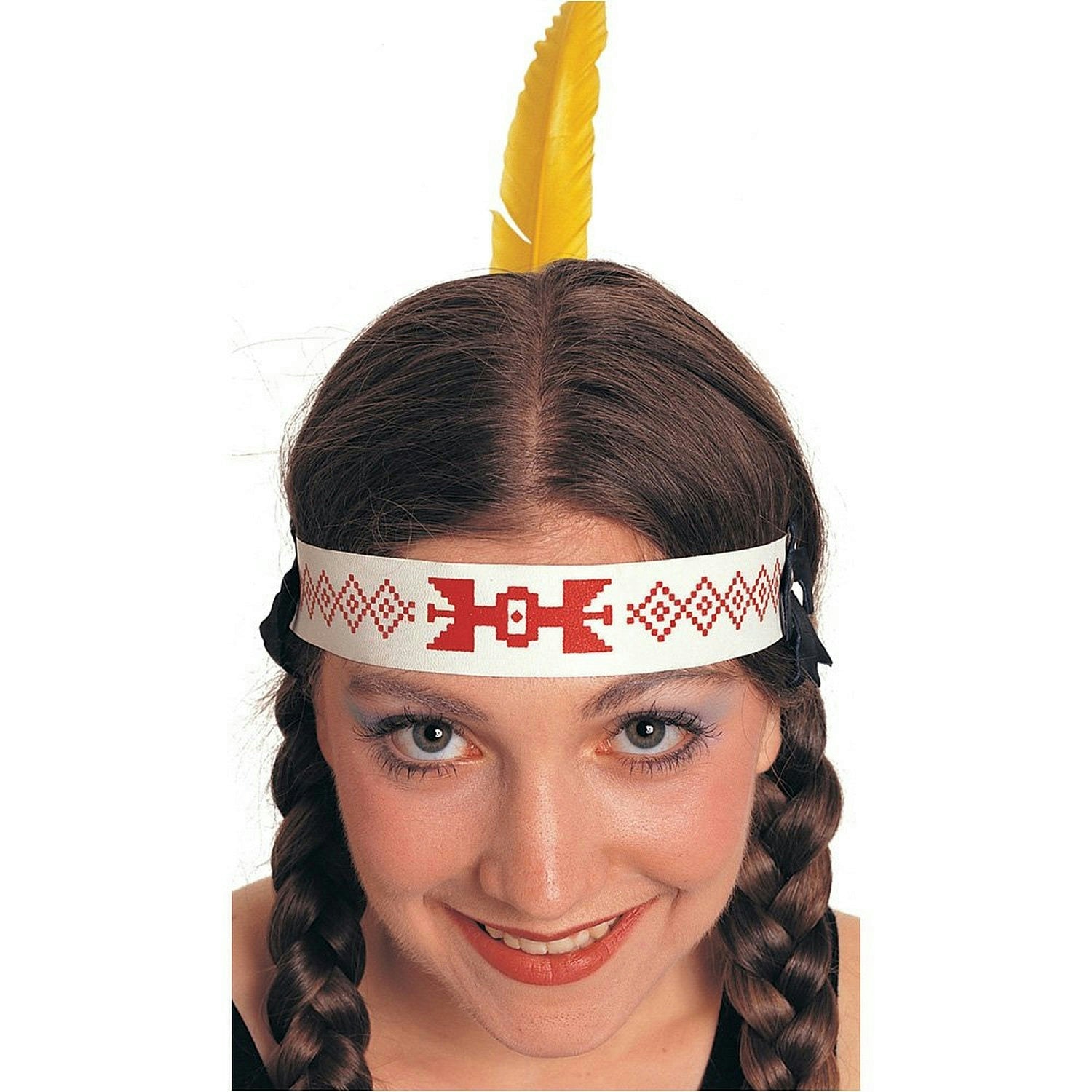Native American Indian Headband with Yellow Feather by HalloweenStore.com