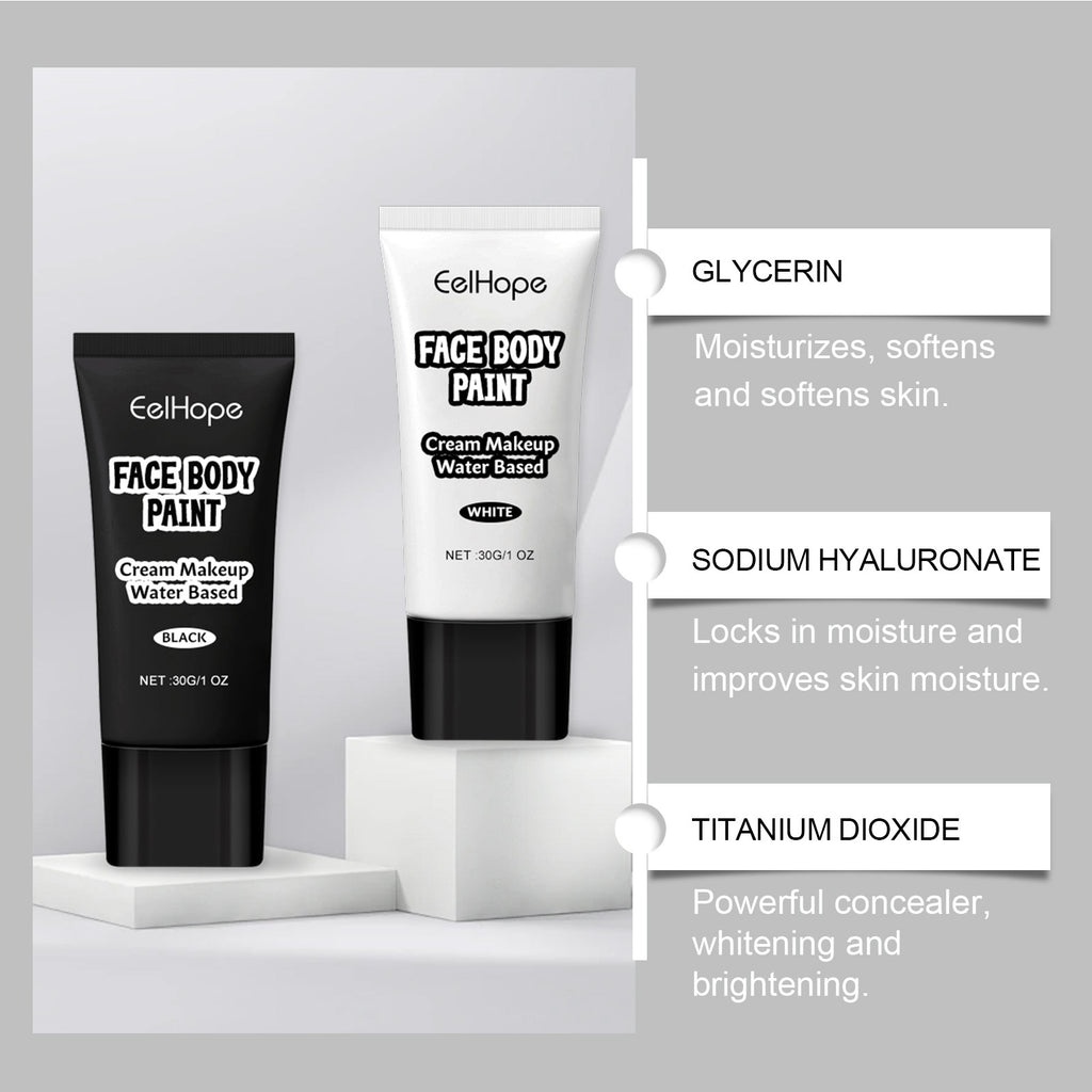 Halloween Black and White Foundation Paint Cream Concealer Easily Cover Skin Tone Clown Makeup Effect Cosplay Lasting Cosmetics - Big Tim's Magic Emporium