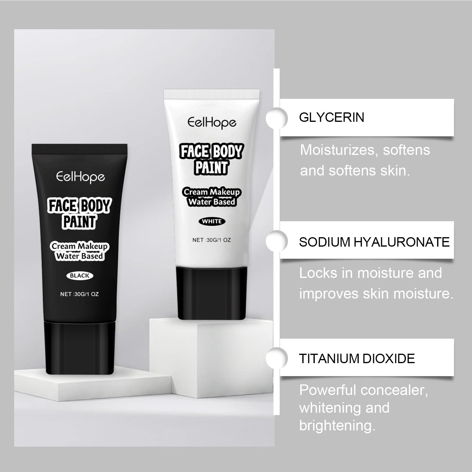 Halloween Black and White Foundation Paint Cream Concealer Easily Cover Skin Tone Clown Makeup Effect Cosplay Lasting Cosmetics - Big Tim's Magic Emporium