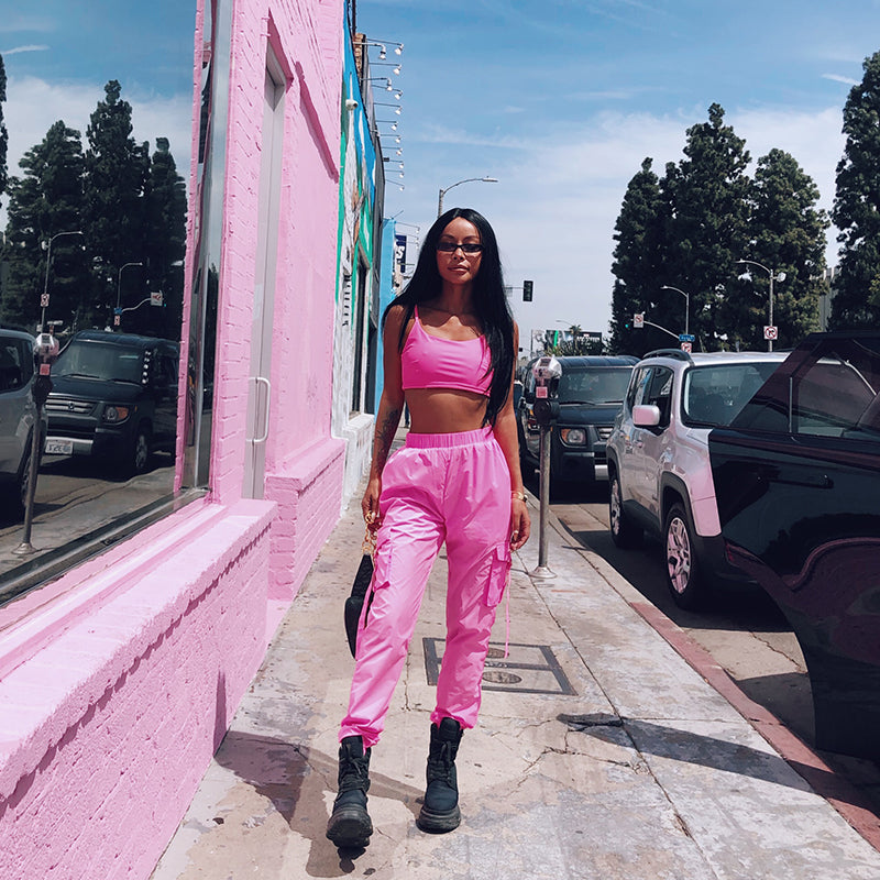 Pink Vest and Cargo Jogger Pants, Separate Options
