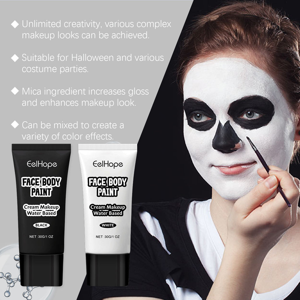 Halloween Black and White Foundation Paint Cream Concealer Easily Cover Skin Tone Clown Makeup Effect Cosplay Lasting Cosmetics - Big Tim's Magic Emporium