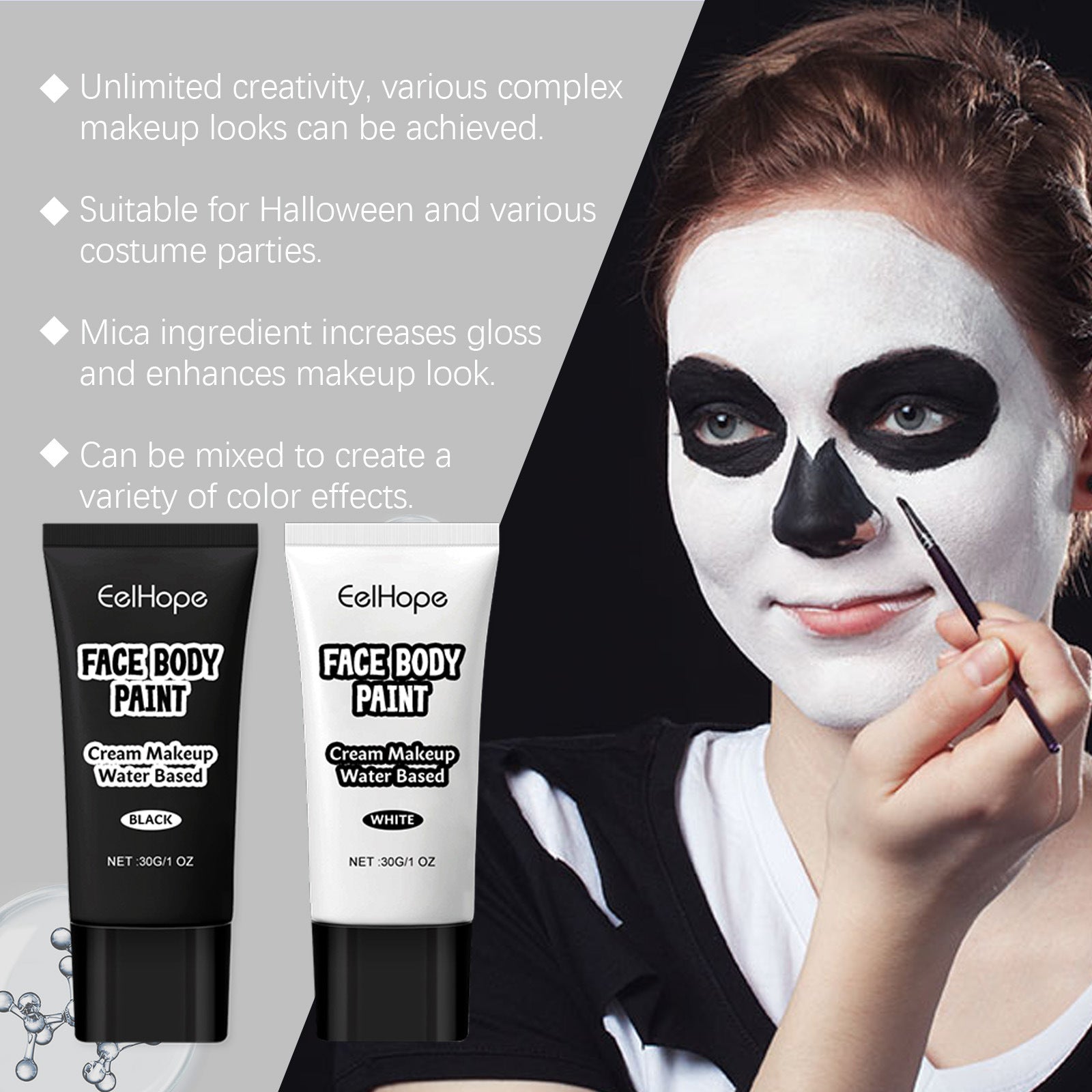 Halloween Black and White Foundation Paint Cream Concealer Easily Cover Skin Tone Clown Makeup Effect Cosplay Lasting Cosmetics - Big Tim's Magic Emporium