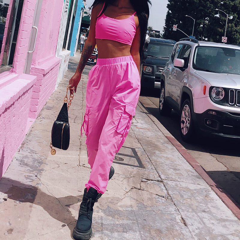 Pink Vest and Cargo Jogger Pants, Separate Options