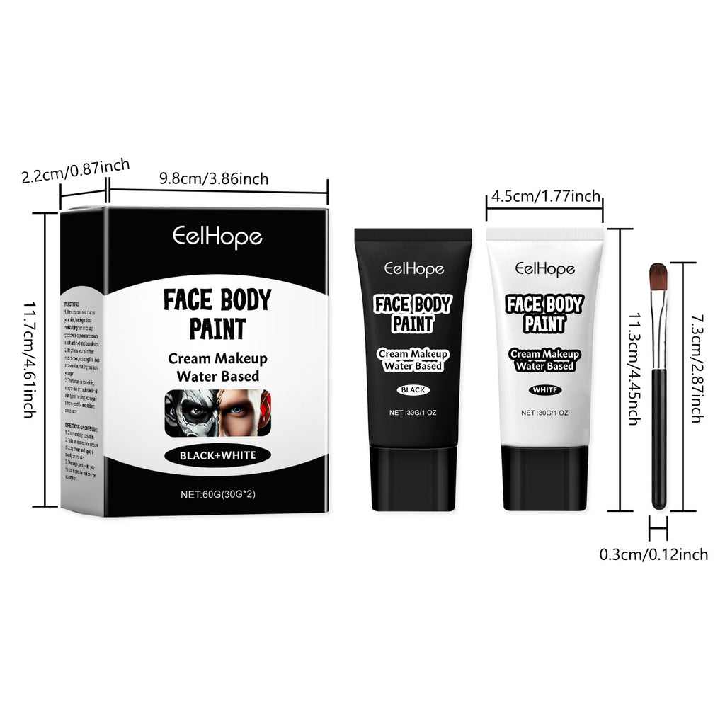 Halloween Black and White Foundation Paint Cream Concealer Easily Cover Skin Tone Clown Makeup Effect Cosplay Lasting Cosmetics - Big Tim's Magic Emporium