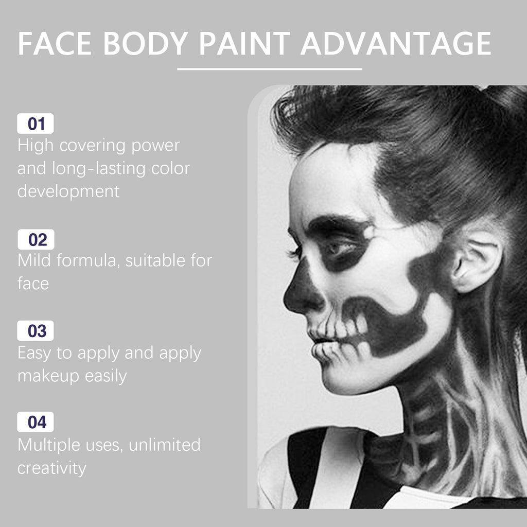 Halloween Black and White Foundation Paint Cream Concealer Easily Cover Skin Tone Clown Makeup Effect Cosplay Lasting Cosmetics - Big Tim's Magic Emporium