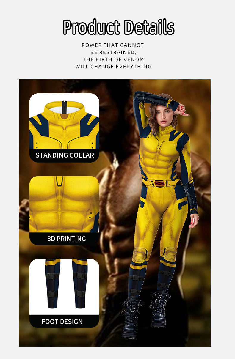 onepiece Halloween movie cos suit Deadpool 3 Wolverine costume playing suit printed jumpsuit by SHOMICOBOUTIQUE