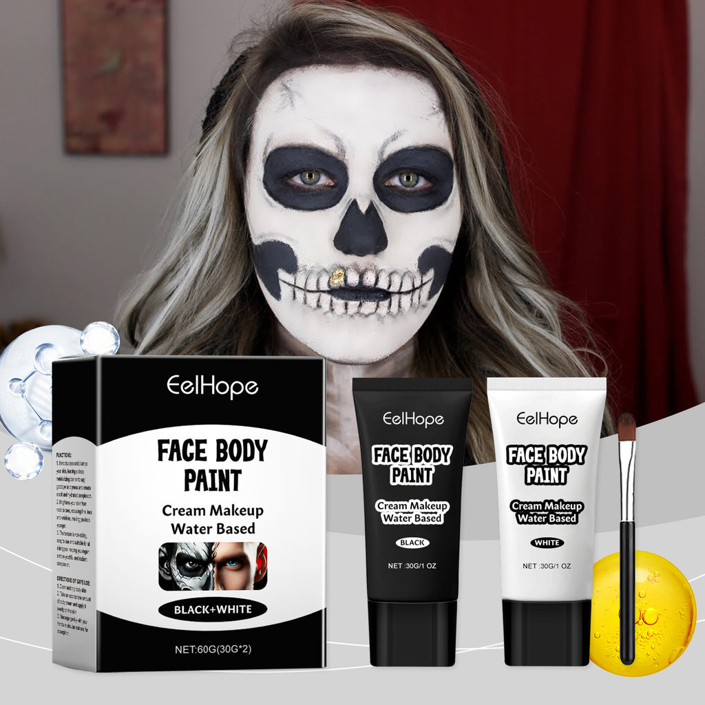 Halloween Black and White Foundation Paint Cream Concealer Easily Cover Skin Tone Clown Makeup Effect Cosplay Lasting Cosmetics - Big Tim's Magic Emporium