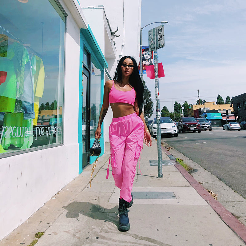 Pink Vest and Cargo Jogger Pants, Separate Options