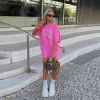Women's Pink Barbie Print Oversized T-Shirt