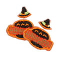 Halloween Message Beaded Witch Hat Pumpkin Earrings by Madeline Love