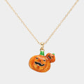 Enamel Halloween Pumpkin Pendant Necklace by Madeline Love
