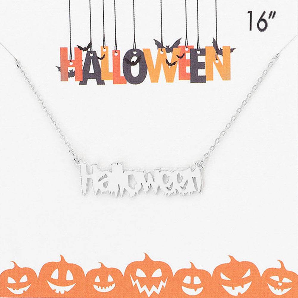 Halloween Metal Message Pendant Necklace by Madeline Love