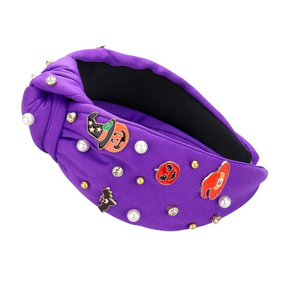 Enamel Halloween Charm Stone Cluster Embellished Headband by Madeline Love