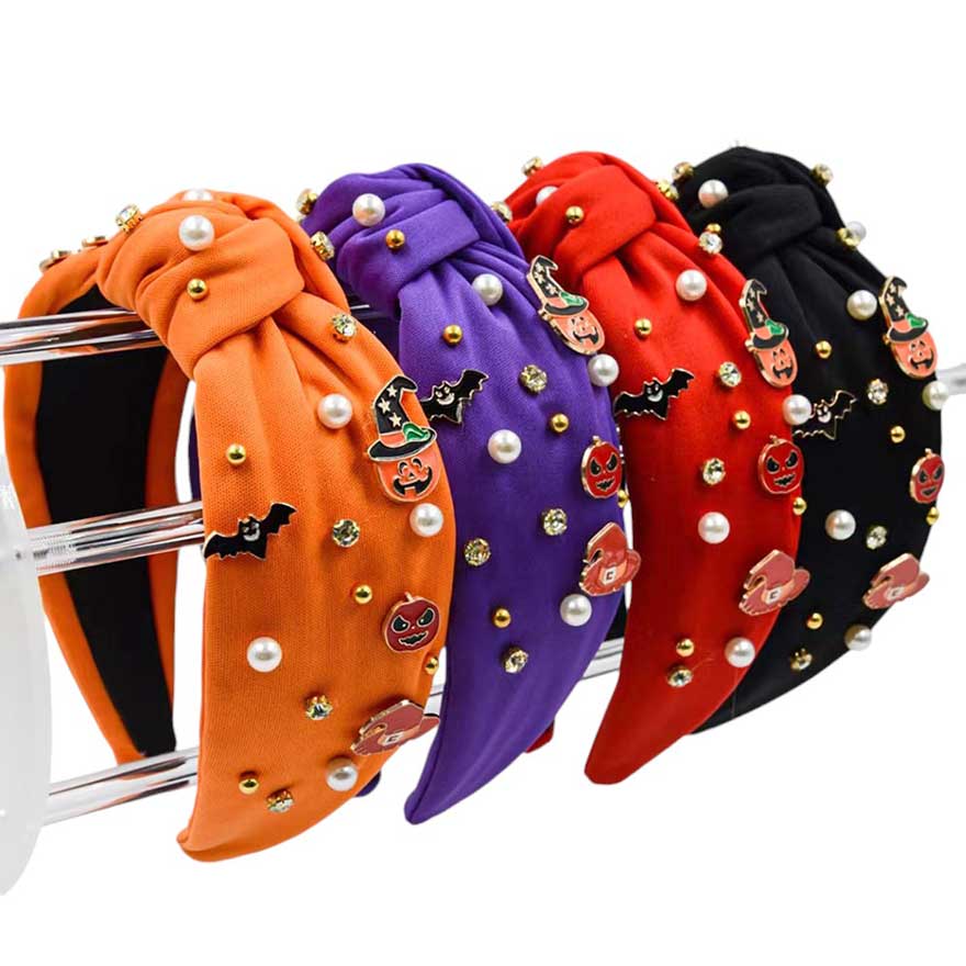 Enamel Halloween Charm Stone Cluster Embellished Headband by Madeline Love