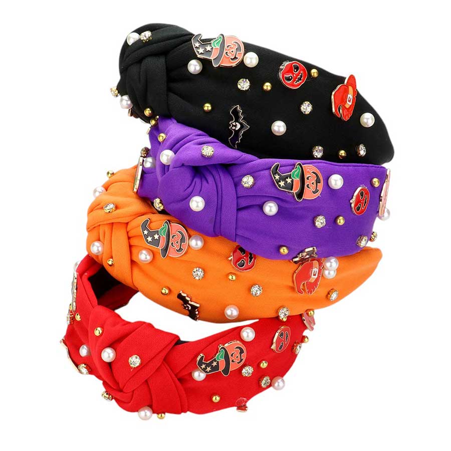 Enamel Halloween Charm Stone Cluster Embellished Headband by Madeline Love