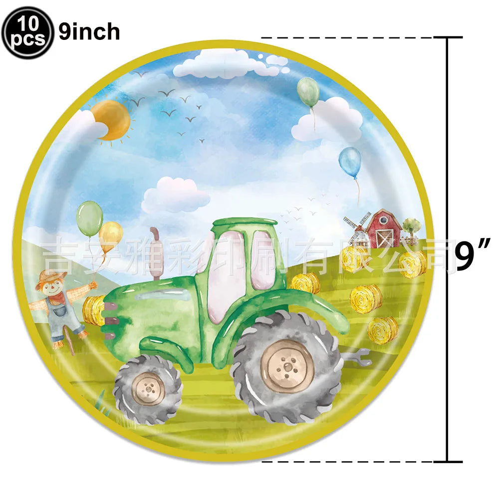 Tractor Party Paper Plates Cups Napkins Banner Tractor Birthday Party Supplies Tractor Themed Party Decor for Party Farm Party - Big Tim's Magic Emporium