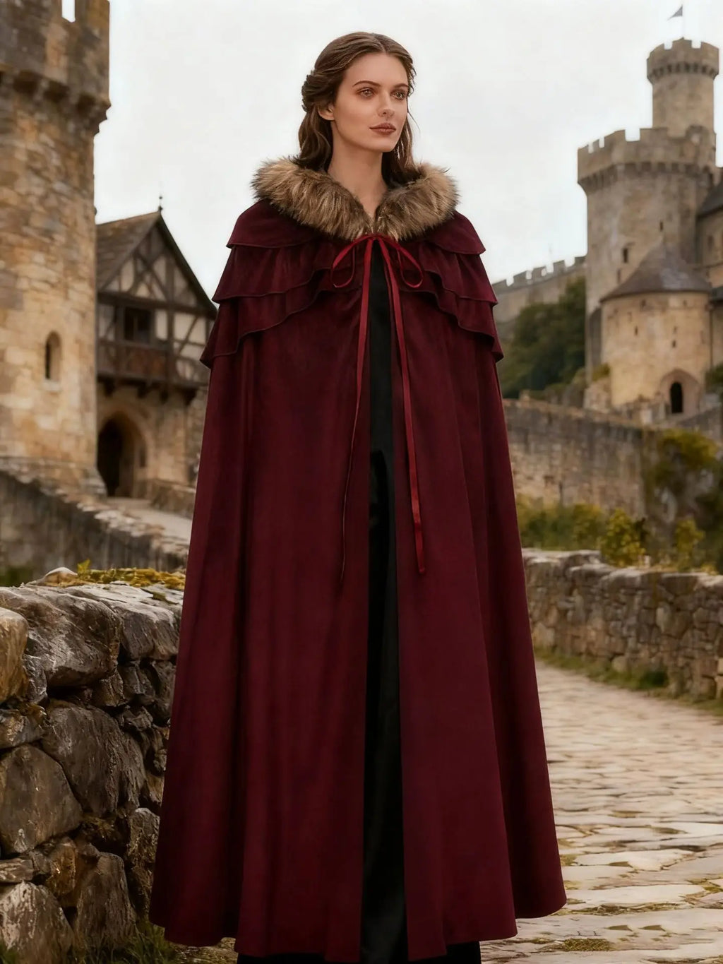 Halloween Unisex Dark Gothic Cloak Coat Cape Hooded Shawl Wizard Priest Robe - Big Tim's Magic Emporium