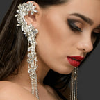 Geometric Tassel Ear Cuffs - No Piercing Clip-On Crystal Earrings for Women, Bridal & Party Jewelry