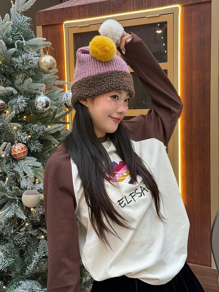 ELFSACK Cute Clown Colorful Pom Pom Warm Knit Beanie For Women - Big Tim's Magic Emporium