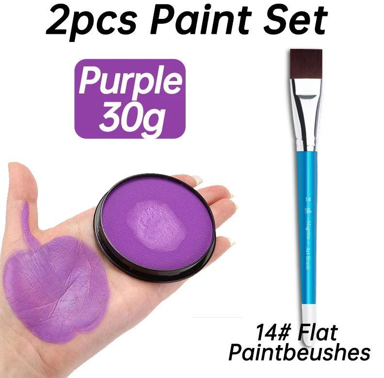 2pcs Water Based Paint Set for Halloween Makeup with Brushe for Clown,Makeup,Cosplay,Party,Theater - Big Tim's Magic Emporium