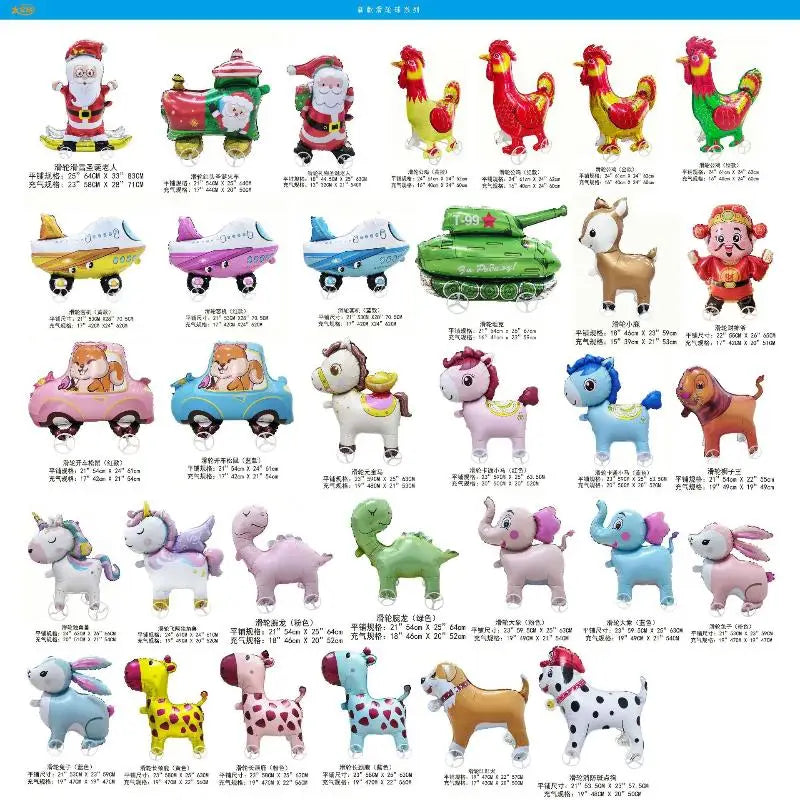 For Kids Birthday Party Decoration Baby Shower 4D Cartoon Foil Balloons Elephant Stand Walking Balloon With Wheel