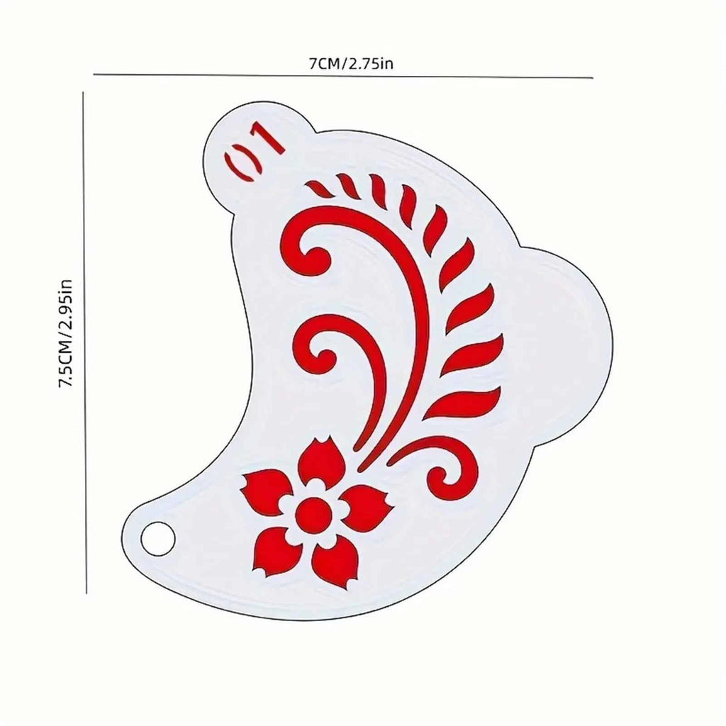 20Pcs Reusable Face Painting Stencils - Durable Pet Plastic, Washable & Reusable with Assorted Floral, Spiderweb, Heart Designs