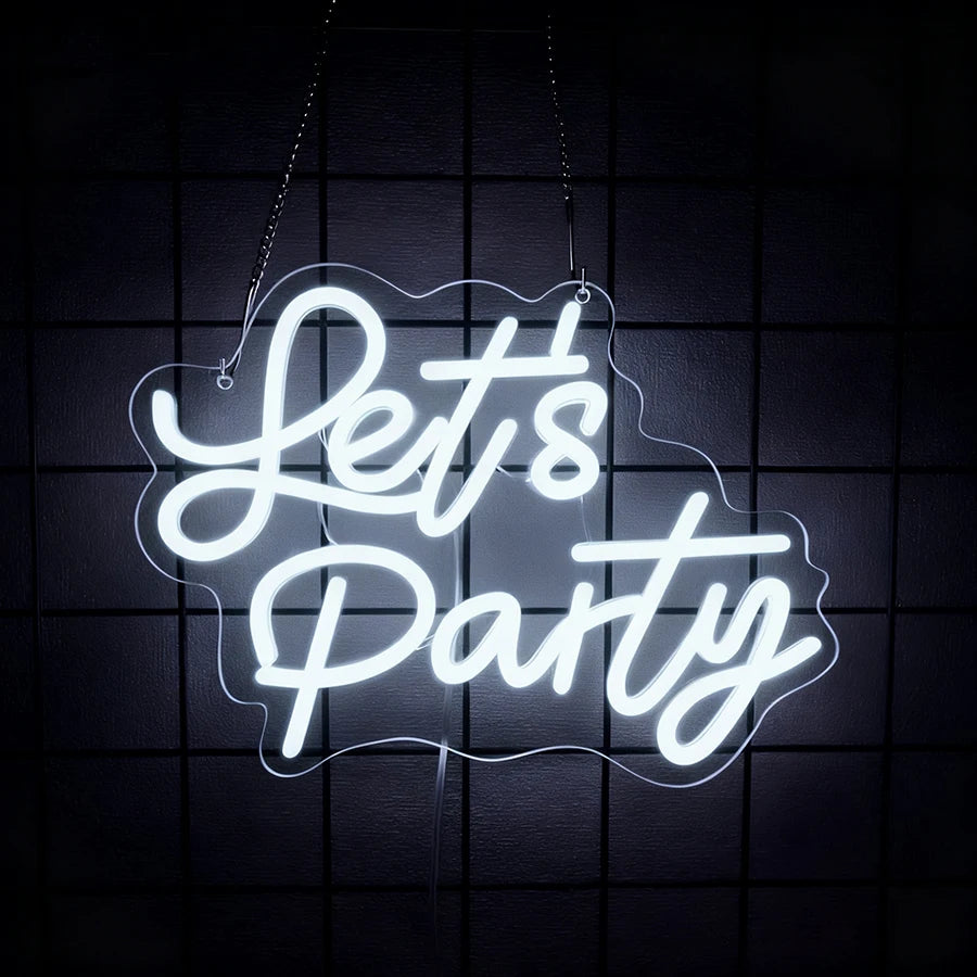 Let's Party Neon Sign for Wall Decor,LED Lights for Bachelorette Party, Engagement Party, Birthday Party,Gamer Room Decor - Big Tim's Magic Emporium