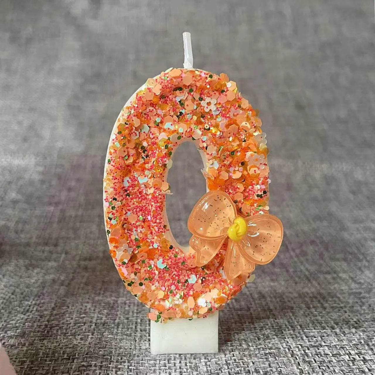 Birthday Candle Bow Orange Creative Ceremony Surprise Digital Decoration Candle Flower Style